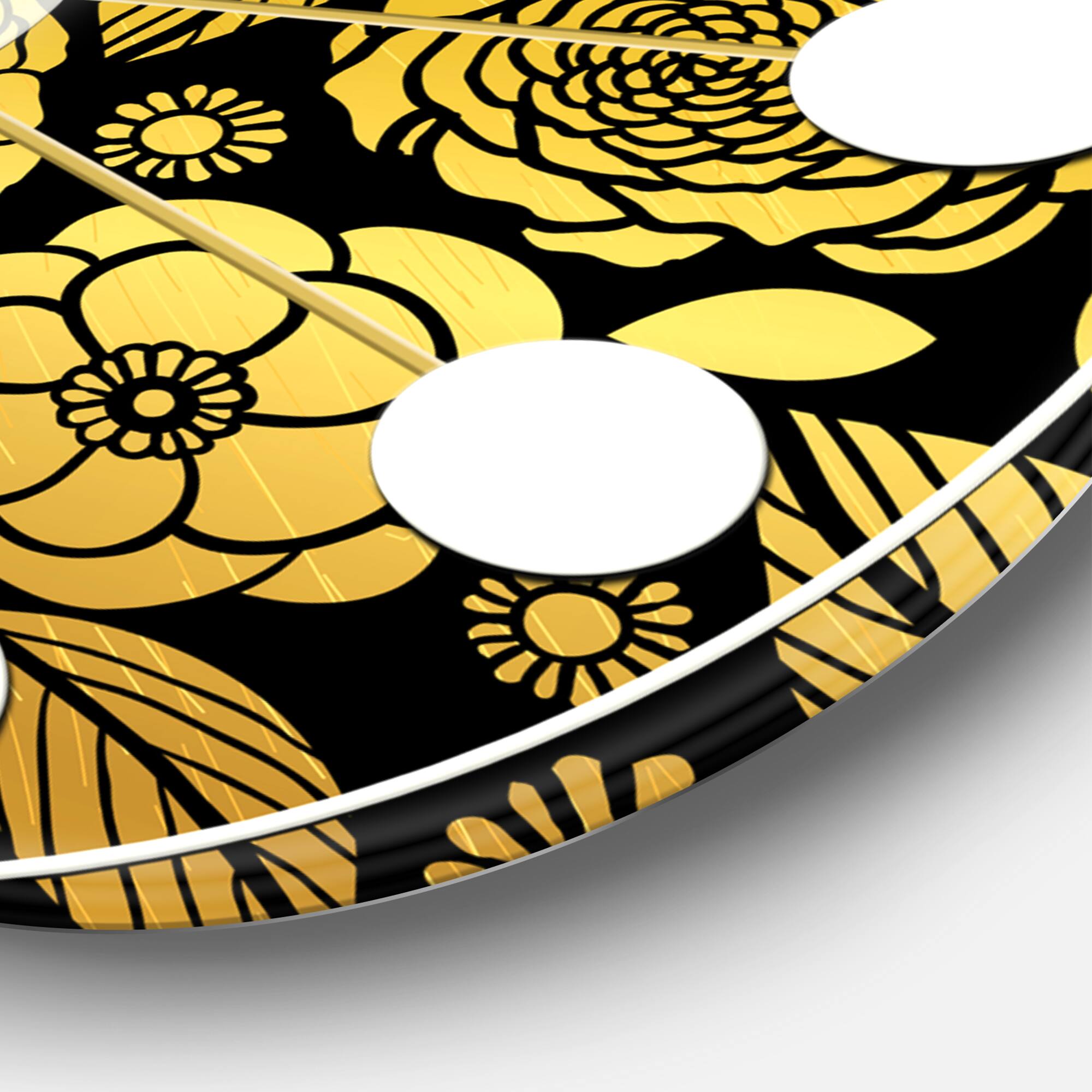 Designart 'Golden Floral Ii Mid-Century Modern Wall Clock